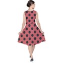 Polka Dots Black On Indian Red V-Neck Midi Sleeveless Dress  View2