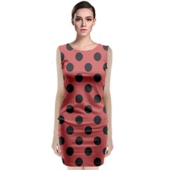 Polka Dots Black On Indian Red Classic Sleeveless Midi Dress