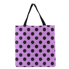 Polka Dots Black On Lavender Purple Grocery Tote Bag by FashionBoulevard