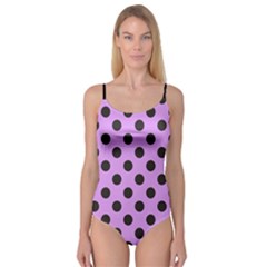 Polka Dots Black On Lavender Purple Camisole Leotard  by FashionBoulevard