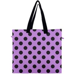 Polka Dots Black On Lavender Purple Canvas Travel Bag by FashionBoulevard