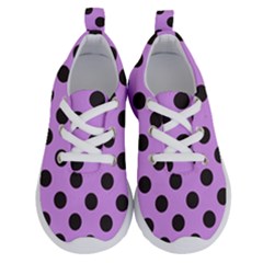 Polka Dots Black On Lavender Purple Running Shoes by FashionBoulevard