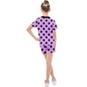 Polka Dots Black On Lavender Purple Kids  Mesh Tee and Shorts Set View2