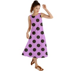 Polka Dots Black On Lavender Purple Summer Maxi Dress by FashionBoulevard