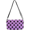 Polka Dots Black On Lavender Purple Removable Strap Clutch Bag View2