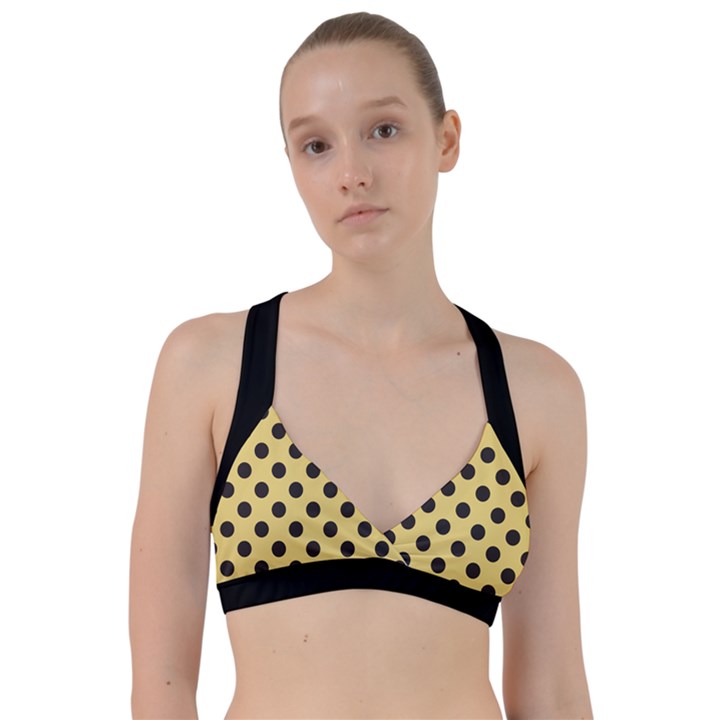 Polka Dots Black On Mellow Yellow Sweetheart Sports Bra