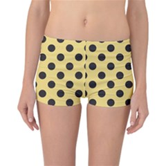 Polka Dots Black On Mellow Yellow Reversible Boyleg Bikini Bottoms by FashionBoulevard