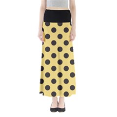 Polka Dots Black On Mellow Yellow Full Length Maxi Skirt by FashionBoulevard