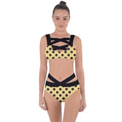 Polka Dots Black On Mellow Yellow Bandaged Up Bikini Set  by FashionBoulevard