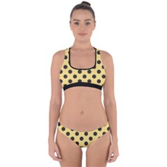 Polka Dots Black On Mellow Yellow Cross Back Hipster Bikini Set by FashionBoulevard