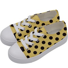 Polka Dots Black On Mellow Yellow Kids  Low Top Canvas Sneakers by FashionBoulevard