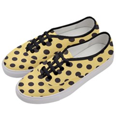 Polka Dots Black On Mellow Yellow Women s Classic Low Top Sneakers