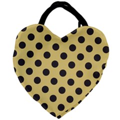 Polka Dots Black On Mellow Yellow Giant Heart Shaped Tote by FashionBoulevard