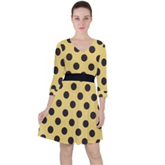 Polka Dots Black On Mellow Yellow Ruffle Dress by FashionBoulevard