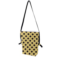 Polka Dots Black On Mellow Yellow Folding Shoulder Bag by FashionBoulevard