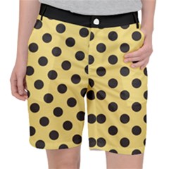 Polka Dots Black On Mellow Yellow Pocket Shorts by FashionBoulevard