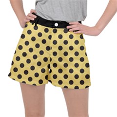 Polka Dots Black On Mellow Yellow Ripstop Shorts by FashionBoulevard