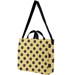 Polka Dots Black On Mellow Yellow Square Shoulder Tote Bag by FashionBoulevard