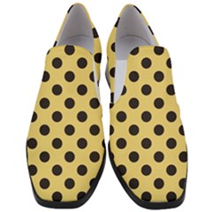 Polka Dots Black On Mellow Yellow Women Slip On Heel Loafers by FashionBoulevard