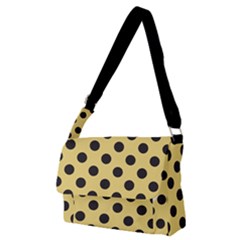 Polka Dots Black On Mellow Yellow Full Print Messenger Bag (m)