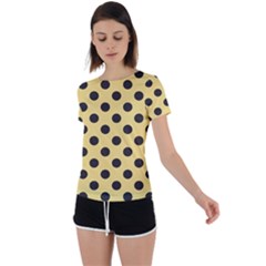 Polka Dots Black On Mellow Yellow Back Circle Cutout Sports Tee