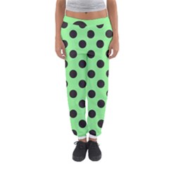 Polka Dots Black On Mint Green Women s Jogger Sweatpants by FashionBoulevard