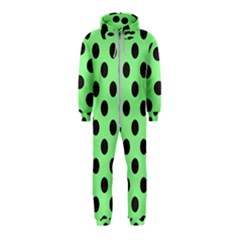 Polka Dots Black On Mint Green Hooded Jumpsuit (kids)