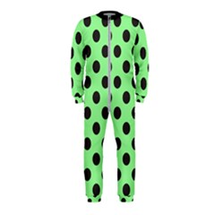 Polka Dots Black On Mint Green Onepiece Jumpsuit (kids)