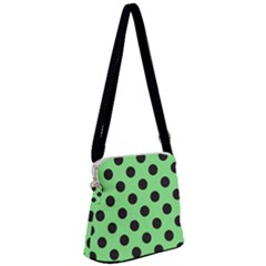 Polka Dots Black On Mint Green Zipper Messenger Bag by FashionBoulevard