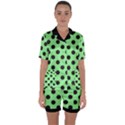 Polka Dots Black On Mint Green Satin Short Sleeve Pyjamas Set View1