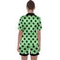 Polka Dots Black On Mint Green Satin Short Sleeve Pyjamas Set View2