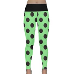 Polka Dots Black On Mint Green Lightweight Velour Classic Yoga Leggings