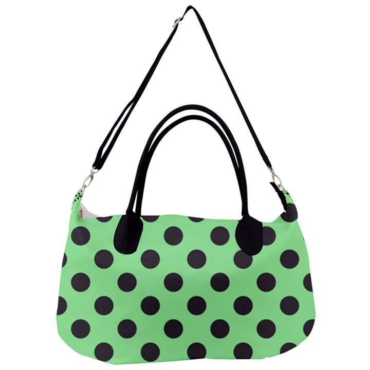 Polka Dots Black On Mint Green Removal Strap Handbag