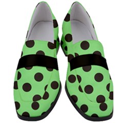 Polka Dots Black On Mint Green Women s Chunky Heel Loafers by FashionBoulevard