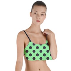 Polka Dots Black On Mint Green Layered Top Bikini Top  by FashionBoulevard