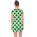 Polka Dots Black On Mint Green Lace Up Front Bodycon Dress View2