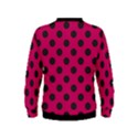 Polka Dots Black On Peacock Pink Kids  Sweatshirt View2