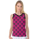 Polka Dots Black On Peacock Pink Women s Basketball Tank Top View1