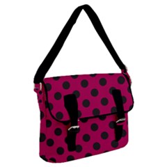 Polka Dots Black On Peacock Pink Buckle Messenger Bag by FashionBoulevard