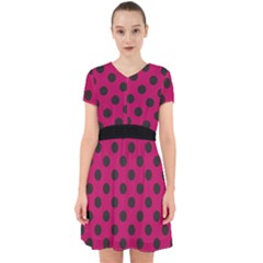 Polka Dots Black On Peacock Pink Adorable In Chiffon Dress by FashionBoulevard