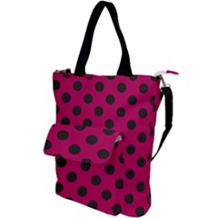 Polka Dots Black On Peacock Pink Shoulder Tote Bag by FashionBoulevard