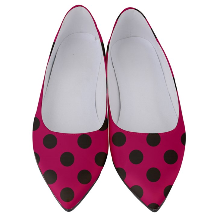 Polka Dots Black On Peacock Pink Women s Low Heels