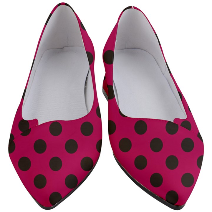 Polka Dots Black On Peacock Pink Women s Block Heels 