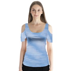 Wavy Cloudspa110232 Butterfly Sleeve Cutout Tee 