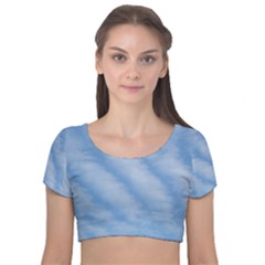 Wavy Cloudspa110232 Velvet Short Sleeve Crop Top  by GiftsbyNature