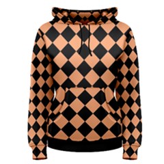 Block Fiesta Black And Cantaloupe Orange Women s Pullover Hoodie by FashionBoulevard