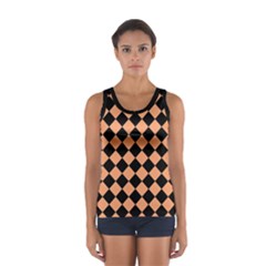 Block Fiesta Black And Cantaloupe Orange Sport Tank Top  by FashionBoulevard