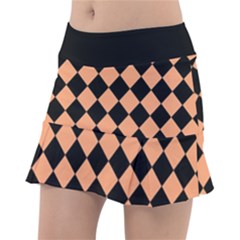 Block Fiesta Black And Cantaloupe Orange Tennis Skorts by FashionBoulevard