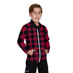 Block Fiesta Black And Carmine Red  Kids  Windbreaker by FashionBoulevard