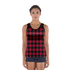 Block Fiesta Black And Carmine Red  Sport Tank Top  by FashionBoulevard